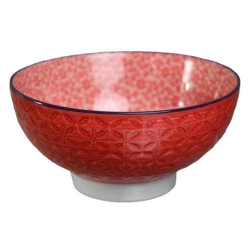 Tangerine Orange Small Bowl With Blue Rim