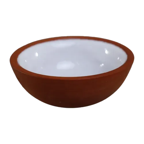 Terracotta Pinch Bowl With White Interior 