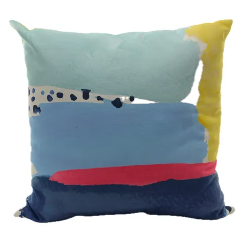 Blue & Pink & Yellow Abstract Throw Pillow
