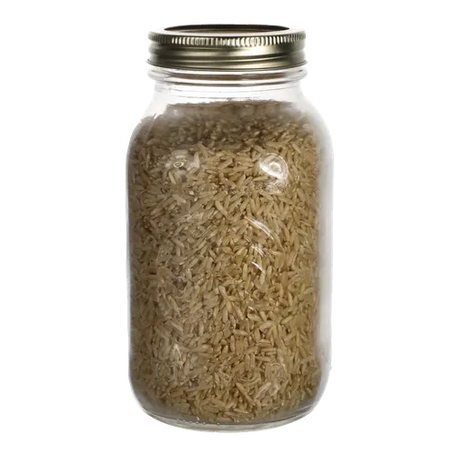 Clear Mason Jar With Brown Rice