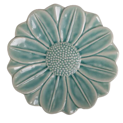 Raised Relief Turquoise Flower Plate