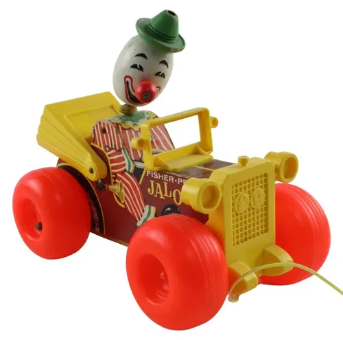 Vintage Clown In Car Pull Along 