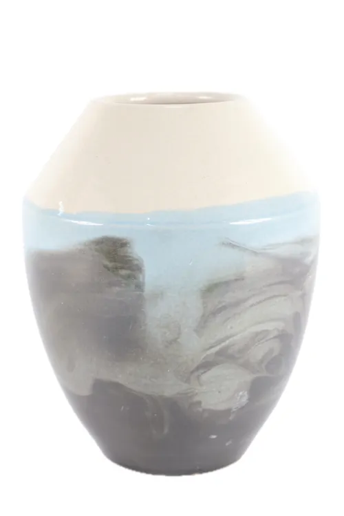 Grey Clouded Blue & White Vase - Large
