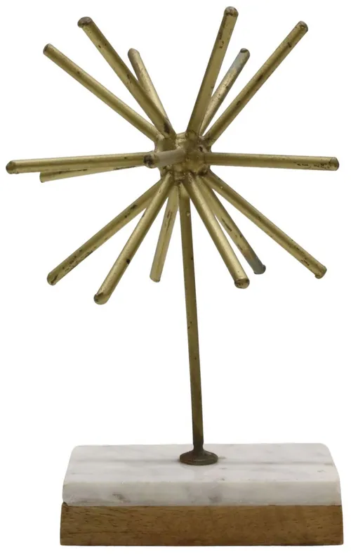 Gold Starburst On Marble & Wood Base