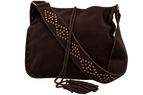 Deep Chocolate Brown Suede Bohemian Shoulder Bag