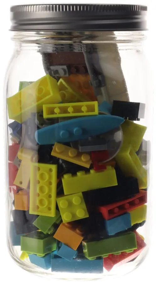 Clear Jar Containing Building Blocks