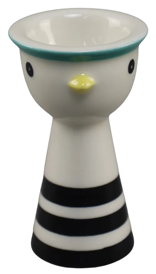 Black & White Stripe Ceramic Egg Cup