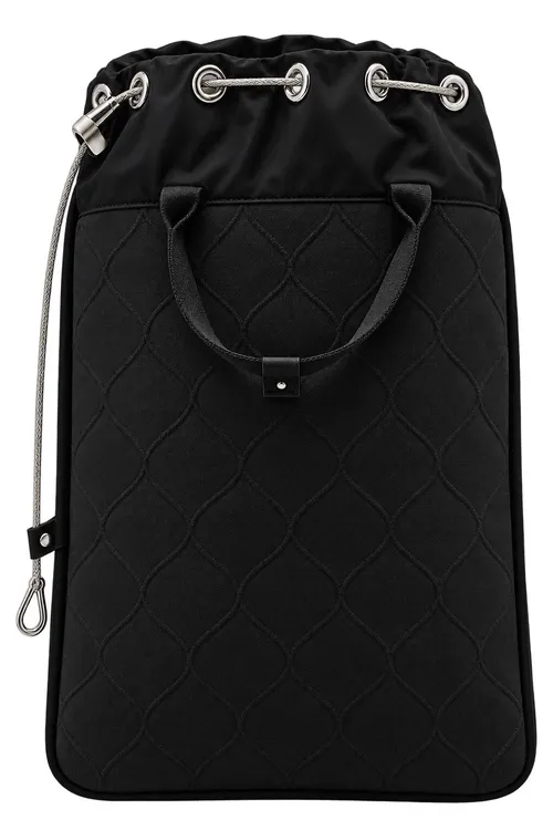 Black Diamond-pattern Quilted Security Locking Drawstring Bag
