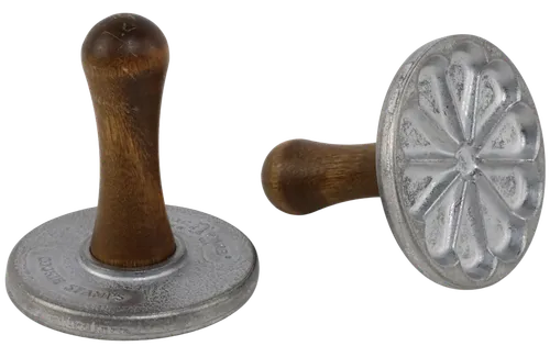 Wood & Metal Flower Pattern Cookie Stamp 