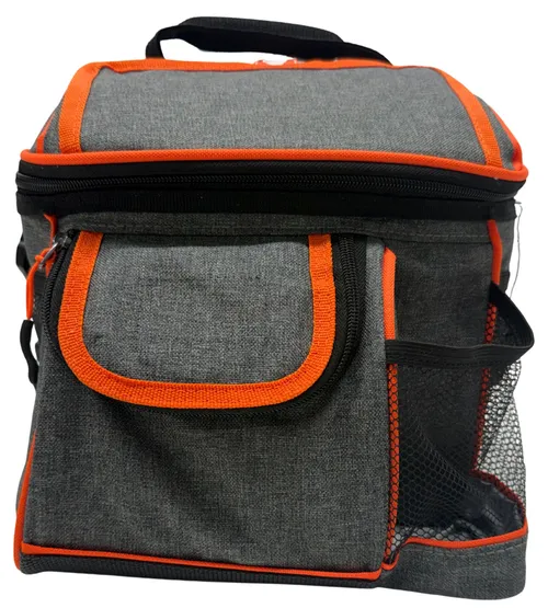 Grey & Orange Fabric Cooler Bag