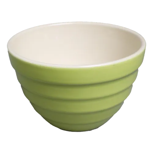 Muddy Chartreuse Ribbed Medium Ceramic Mixing Bowl