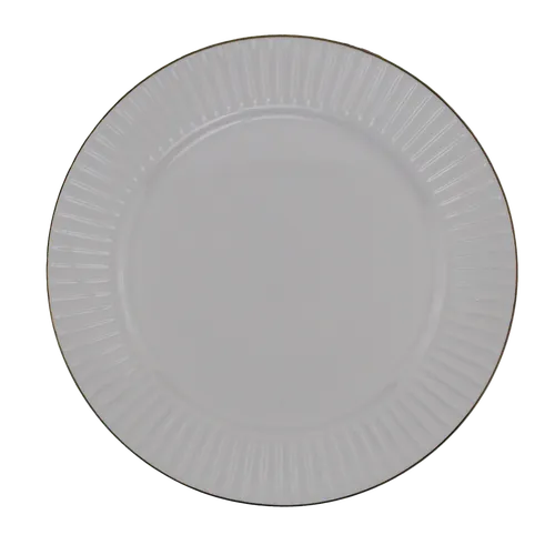 White Ribbed Rim With Gold Edge Dinner Plate