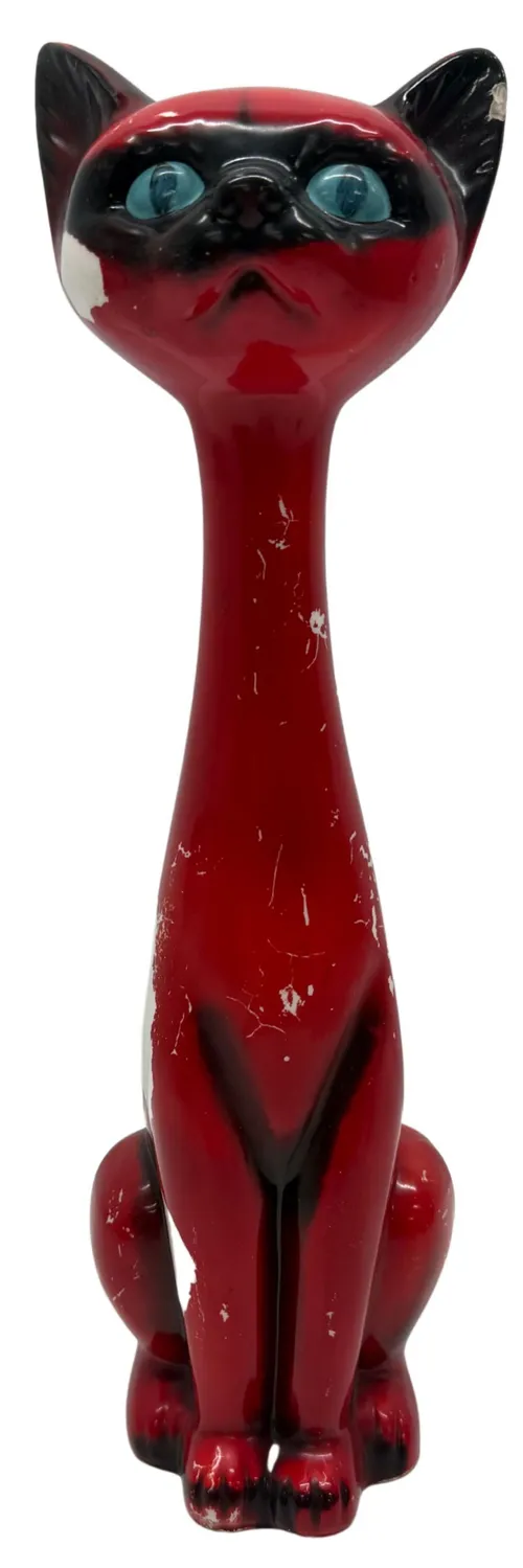 Vintage Ceramic Red Cat Figure