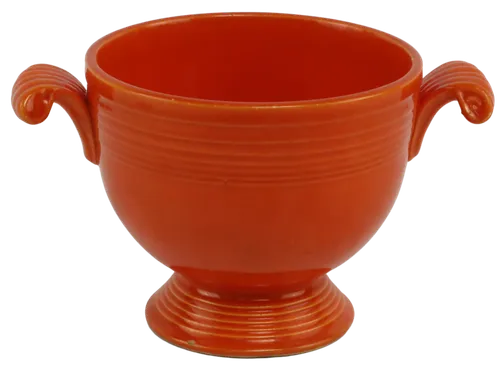 Antique Orange Ceramic Sugar Bowl