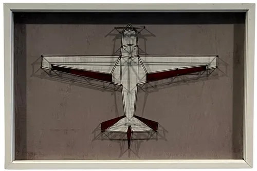 Nail Art Airplane In White Shadowbox Frame