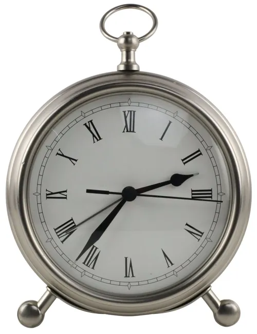 Matte Silver Round Alarm Clock