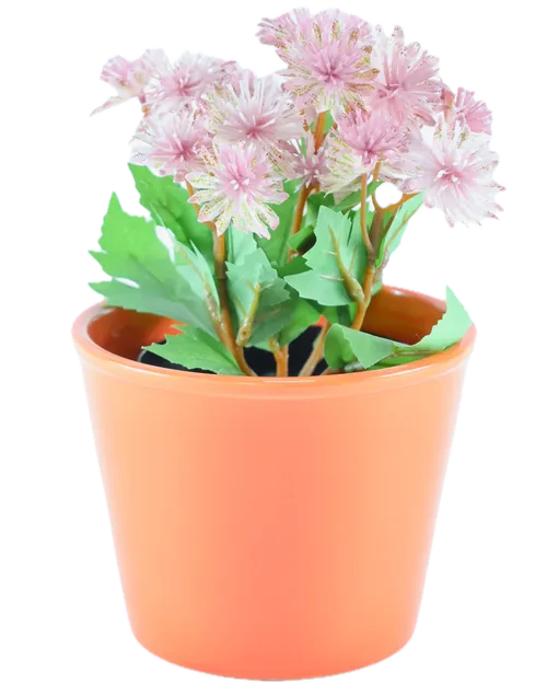 Artificial Pink Tiny Chrysanthemum's In Orange Pot