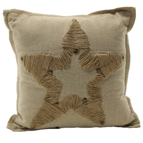 Light Beige With Hemp String Star Throw Pillow