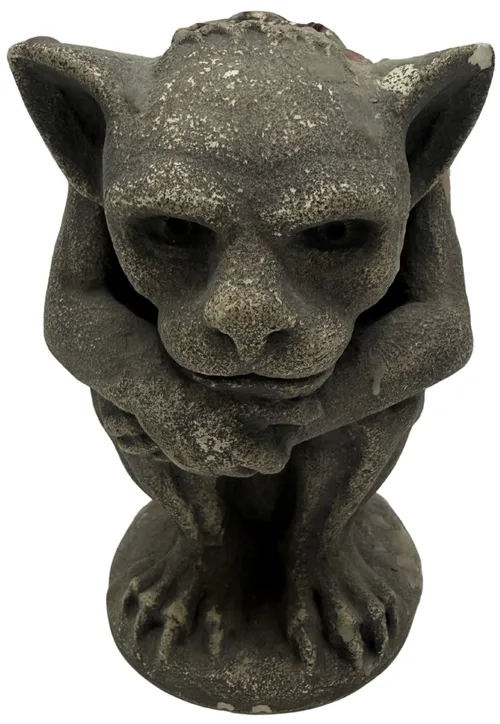 Concrete Sitting Gargoyle Taper Candle Holder