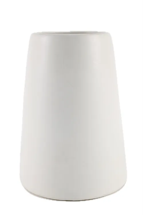 Steep Slope Matte White Ceramic Vase