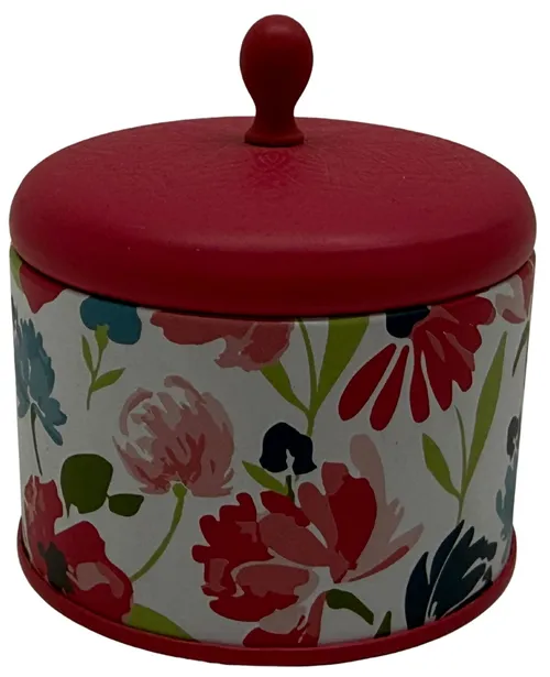 Pink Floral Tin Candle Canister