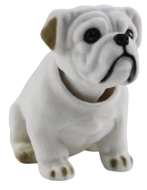 White Felted Dog Bobblehead Nodder