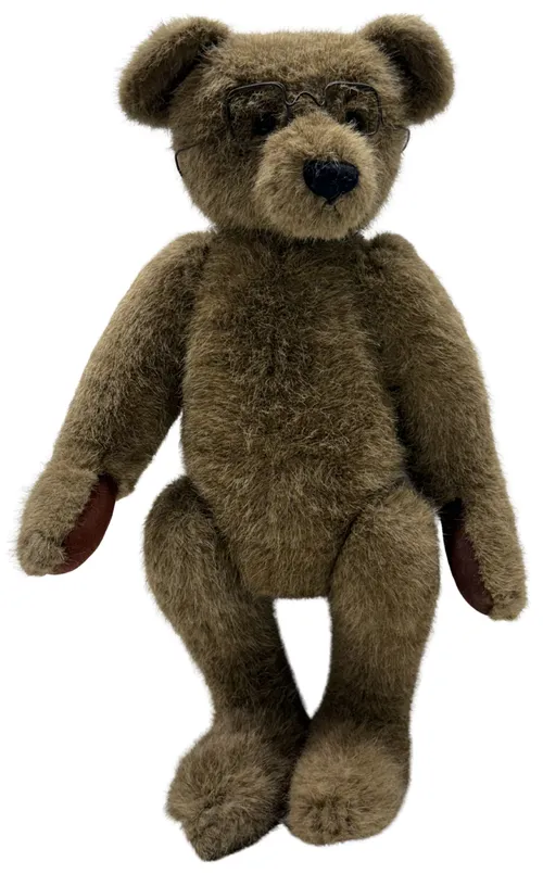 Dark Brown Jointed Bear With Glasses Stuffed Animal