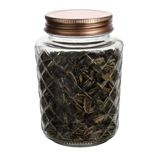 Clear Glass Diamond Embossed Jar With Sunflower Seeds