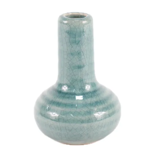 Long Neck Teal Ceramic Bud Vase 