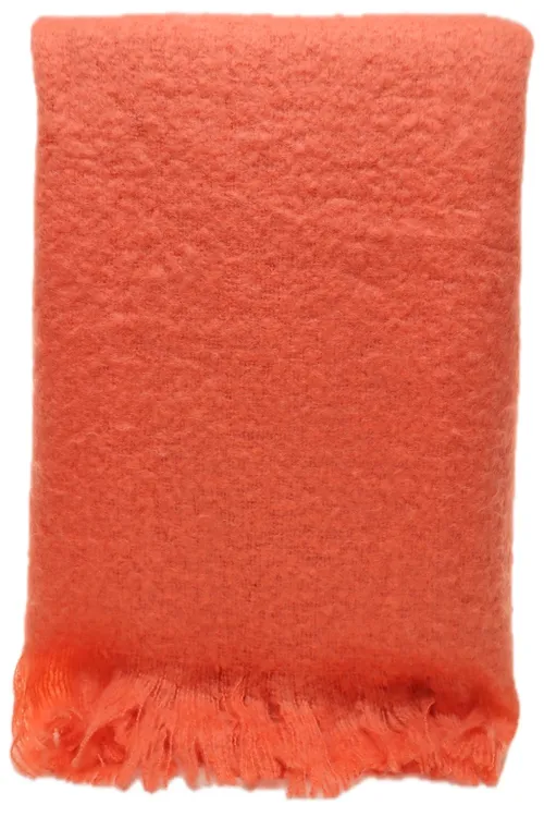 Soft Peachy Orange Throw Blanket With Fringe Trim