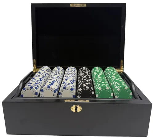 500 Piece Clay Poker Chip Set In Wood Box