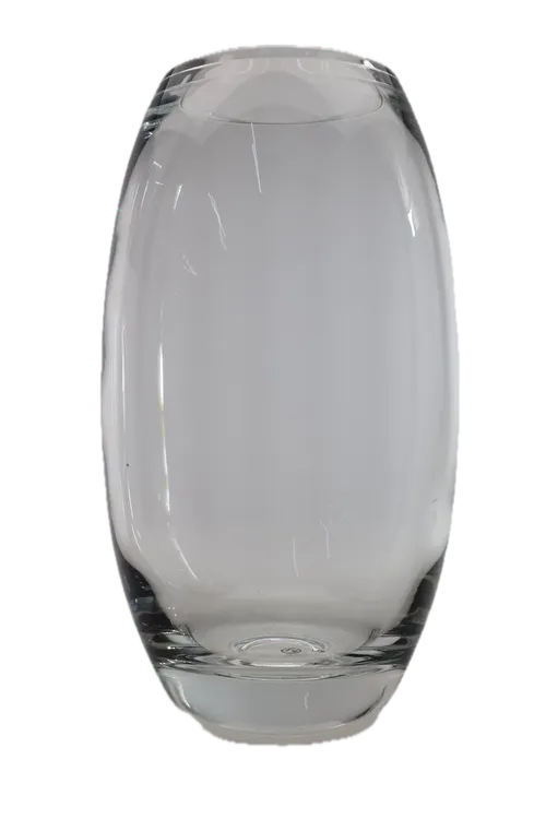 Oval Thick Clear Glass Vase 