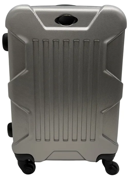 Matte Silver Hard Vertical Line Carry On Suitcase