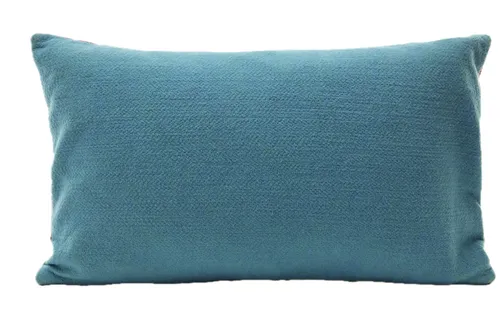 Rainbow Stripes Wool Throw Pillow With Solid Turquoise Back