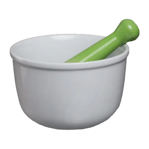 White Ceramic Mortar & Green Ceramic Pestle