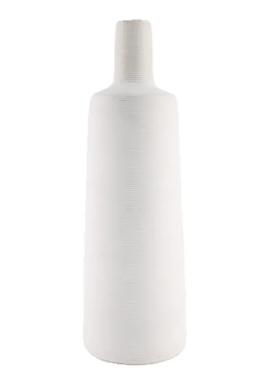 Tall Groove White Ceramic Vase