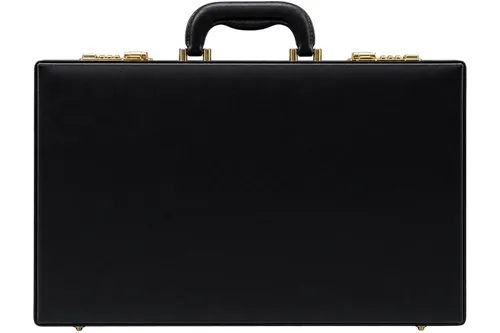 Golden Accented Black Hard-sided Attaché Briefcase