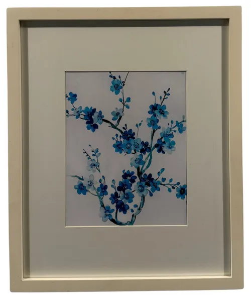 Blue Floral In White Frame