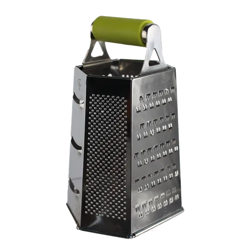 Hexagonal Stainless Box Grater With Green Handle