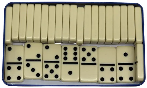 Black & White Dominoes Set In Tin Box