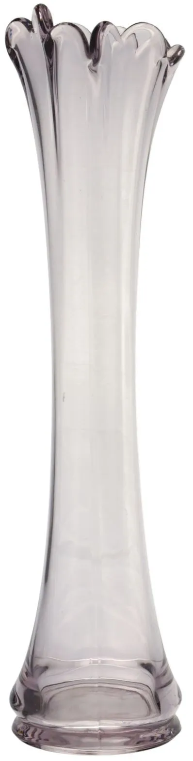Clear Pink Glass Vase With Ruffle Rim