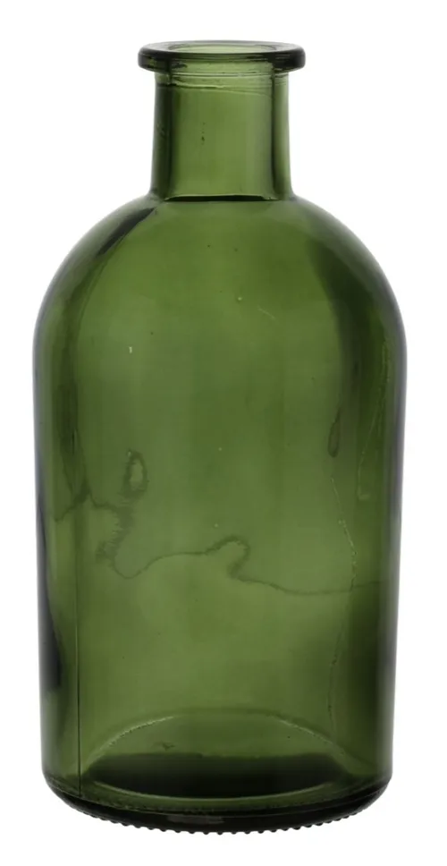 Clear Green Glass Bottle Bud Vase