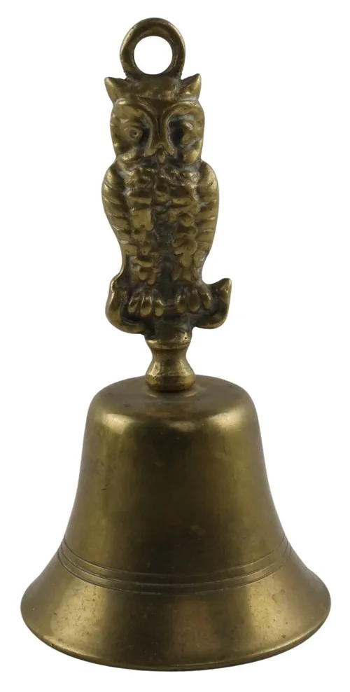 Vintage Brass Bell With Owl Handle