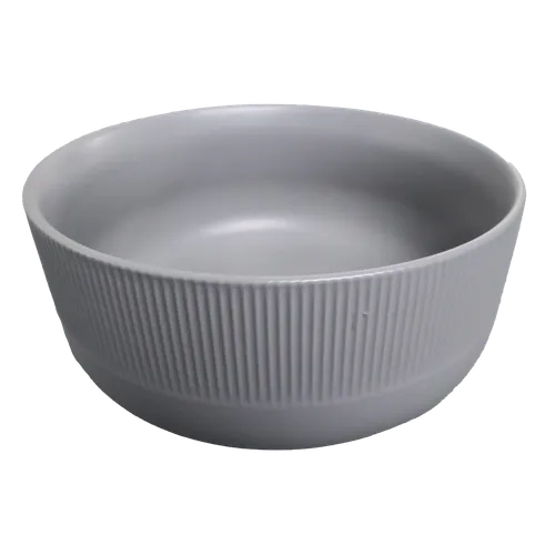 Storm Cloud Grey Vertical Ribbed Serving Bowl