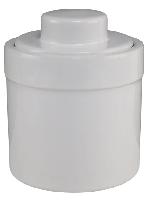 White Ceramic Canister With Lid