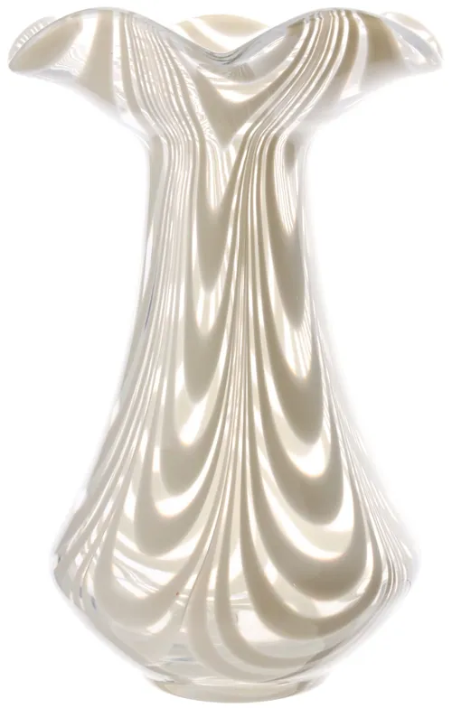 White & Clear Swirl Glass Vase