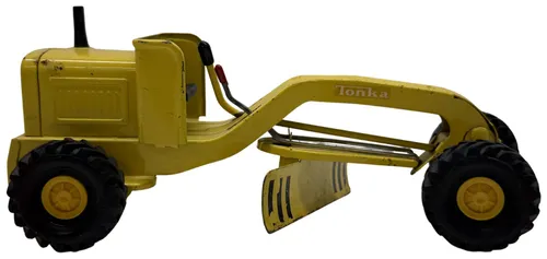 Vintage Yellow Metal Construction Road Grader Truck