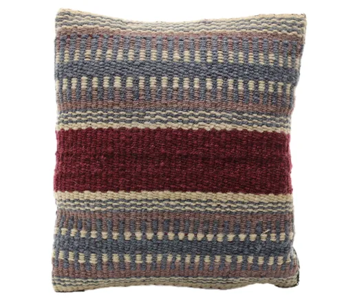 Kilim Plum & Lilac Striped Throw Pillow With Solid Black Back