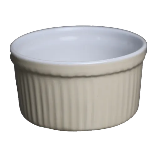 Beige Putty Vertical Stripe Ceramic Ramekin