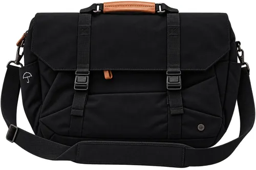Rugged Black Canvas Messenger/Commuter Bag